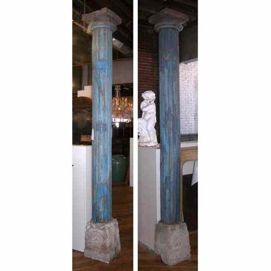 Appraisal: A Pair of Anglo Indian Blue Painted Columns Late th