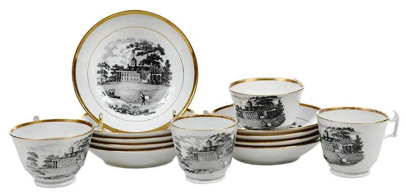 Appraisal: Set of Cups and Saucers with Mount Vernon British early