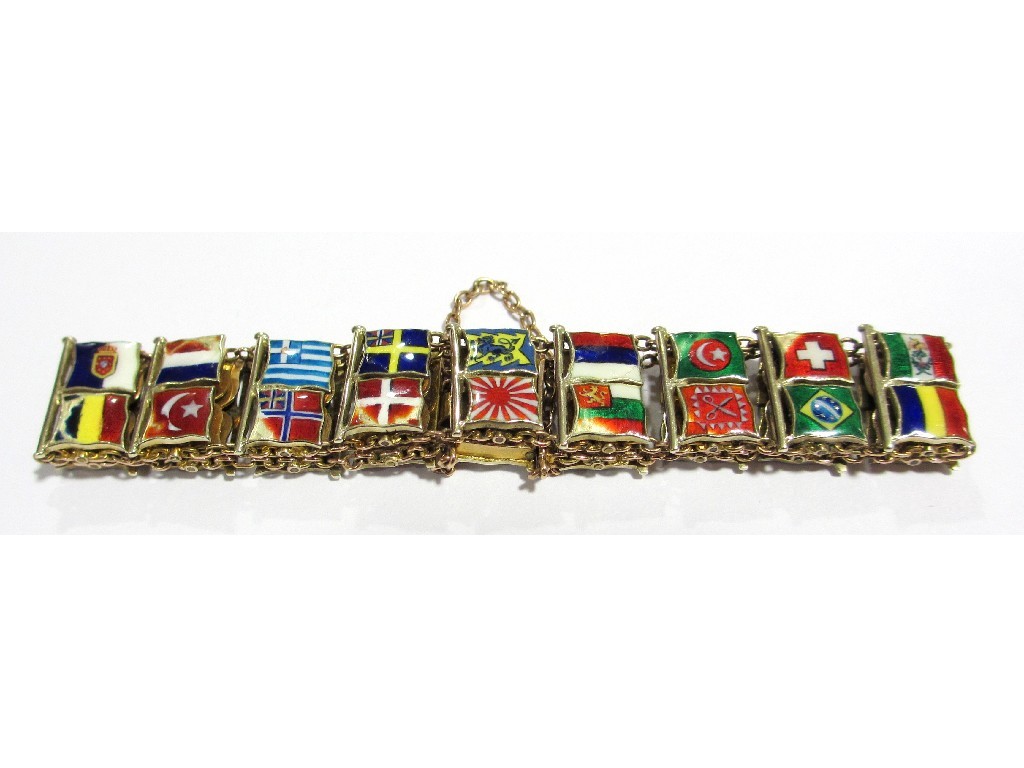 Appraisal: A late th century flags of the world enamel bracelet