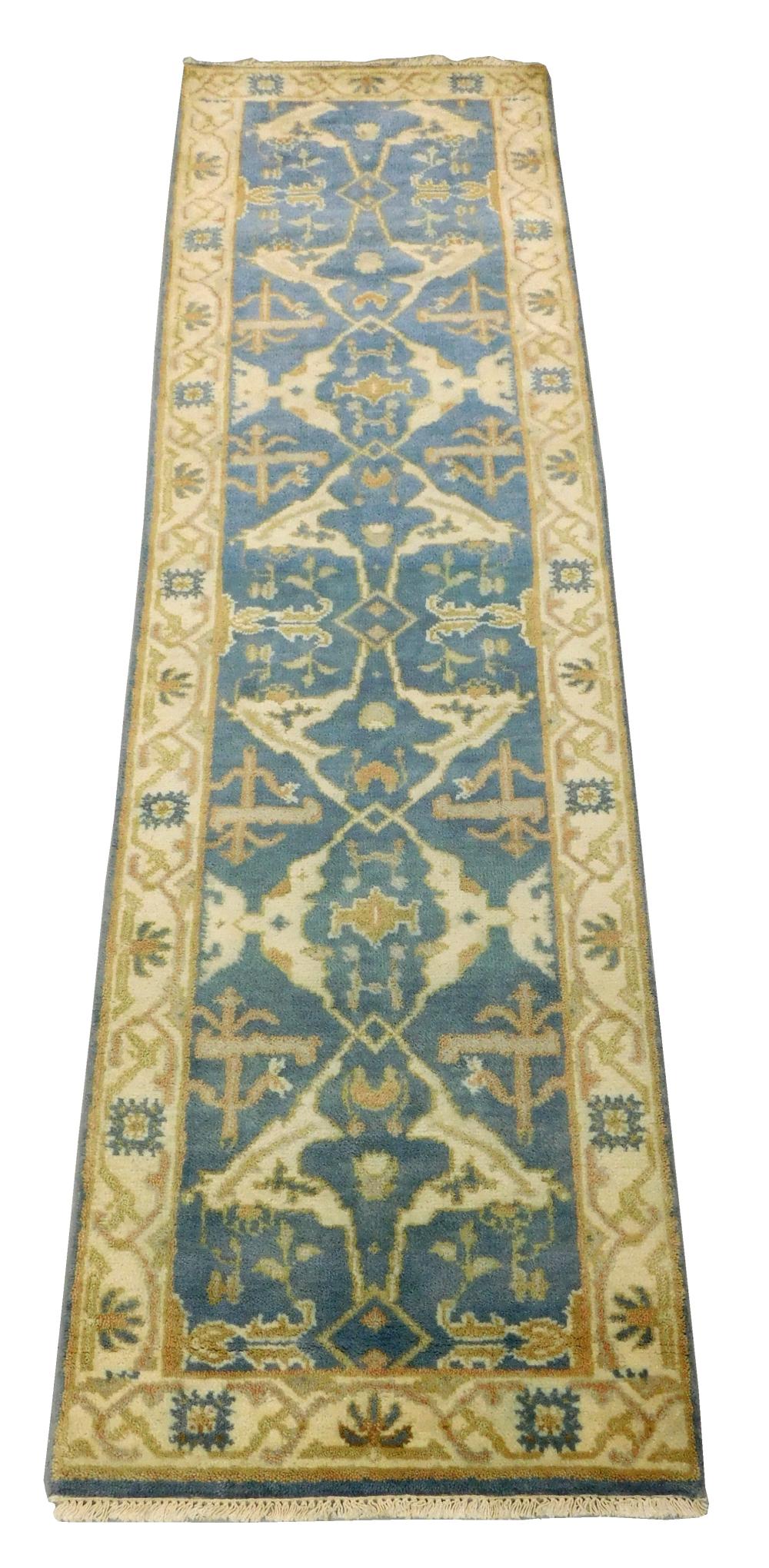 Appraisal: RUG Turkish Oushak ' x ' handmade wool light blue