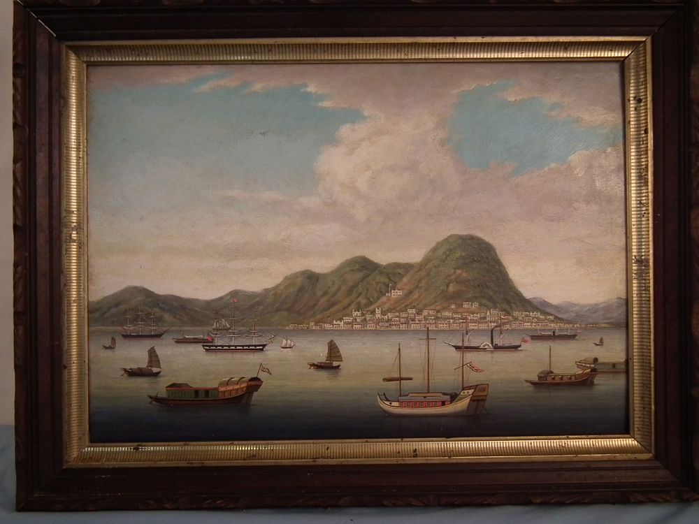 Appraisal: ANTIQUE CHINA TRADE PAINTING Antique China Trade oil painting on