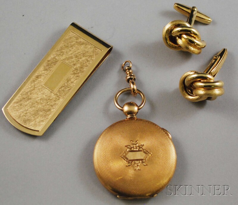 Appraisal: Small Group of Gentleman's kt Gold Items a pair of