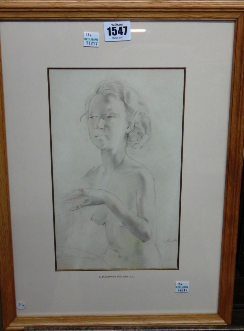 Appraisal: Bernard Fleetwood Walker - Female nude pencil with touches of