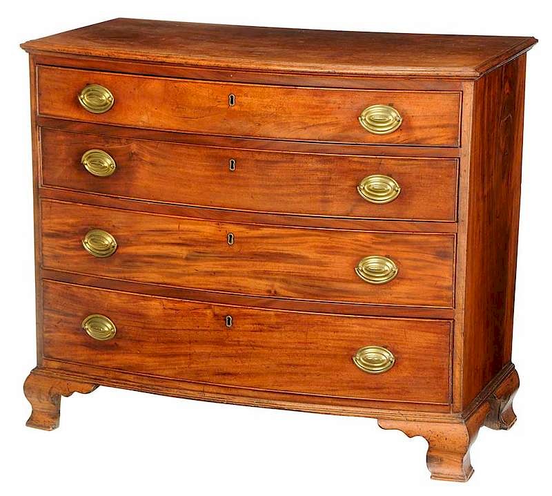 Appraisal: Pennsylvania Chippendale Mahogany Bowfront Chest Philadelphia area late th century