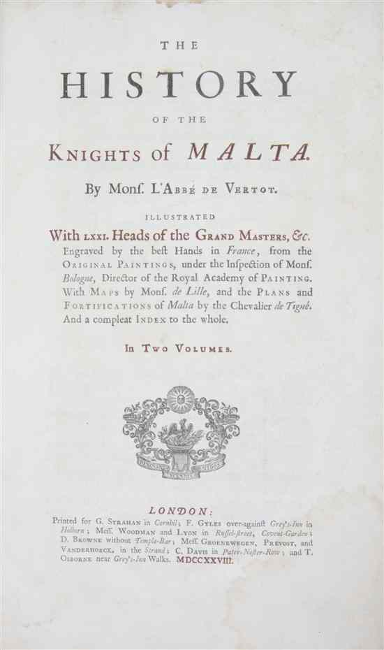 Appraisal: DE VERTOT L'ABBE The History of the Knights of Malta