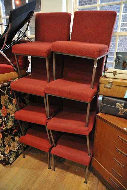 Appraisal: A SET OF EIGHT 'S RED UPHOLSTERED CHAIRS