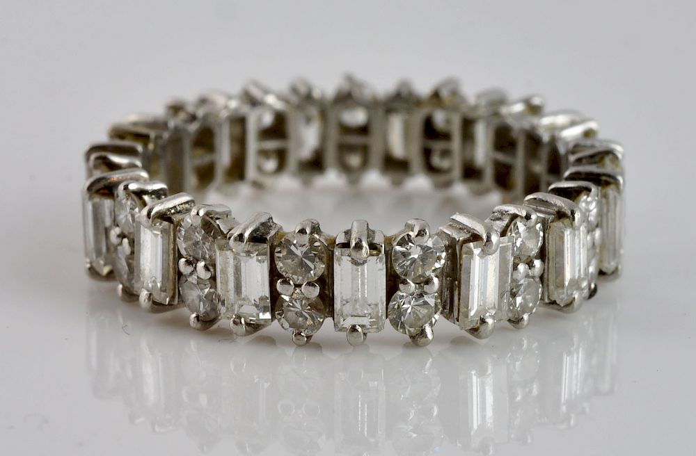 Appraisal: Platinum and Diamond Eternity Band Platinum and diamond eternity band