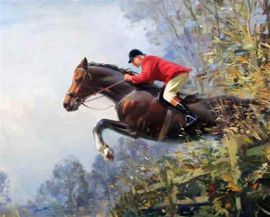 Appraisal: Frank Wootton - oil on canvas The Huntsman signed x