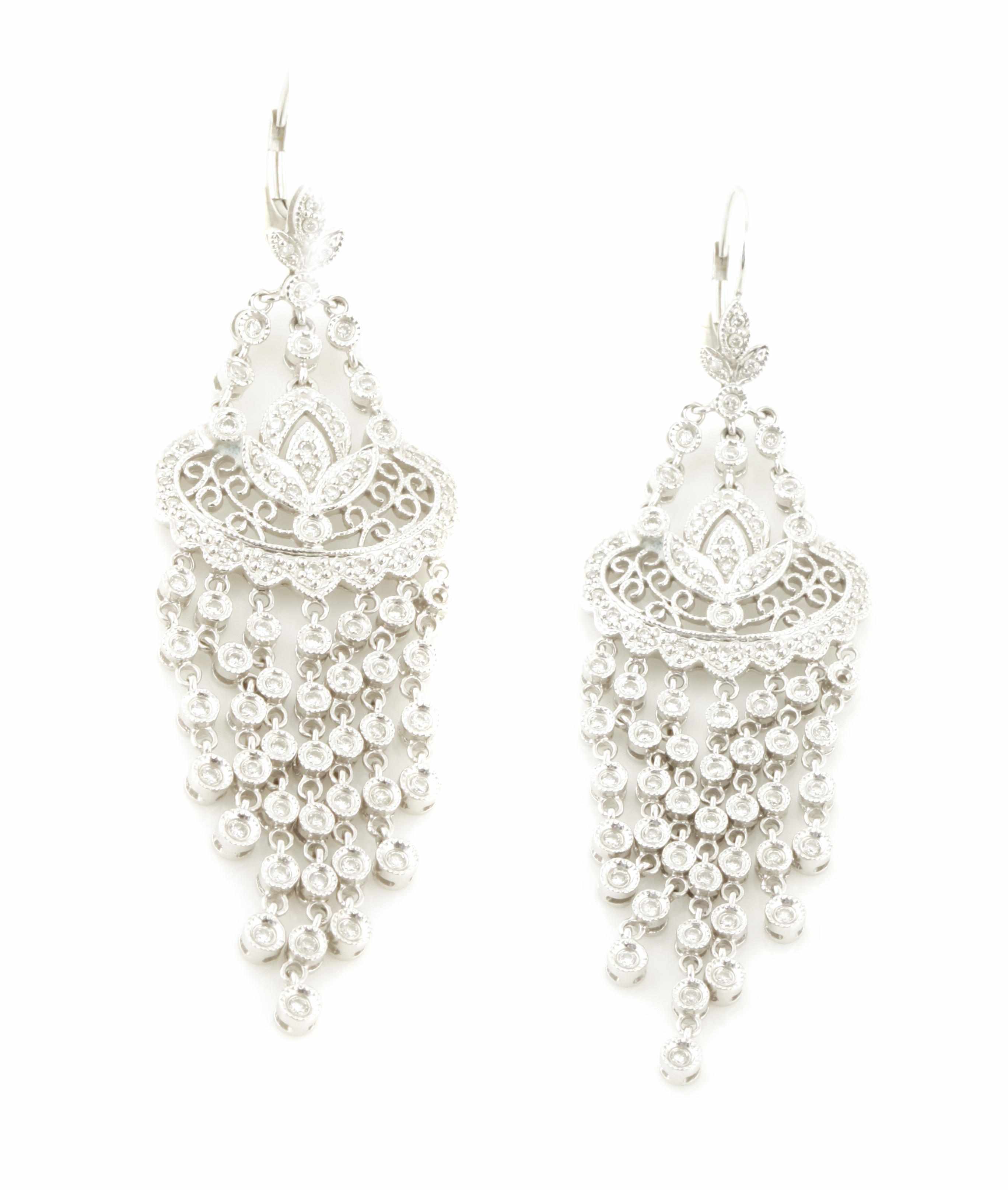 Appraisal: A pair of diamond pendant earrings length in