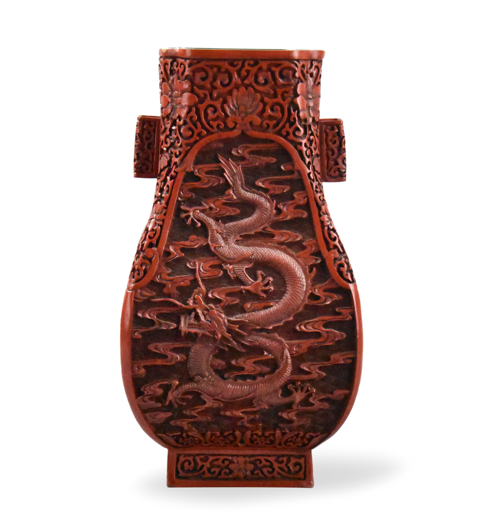 Appraisal: A Chinese cinnabar carved vase with dragon design dating from