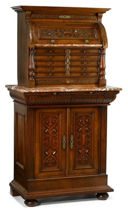 Appraisal: Aesthetic movement carved walnut cabinetcirca