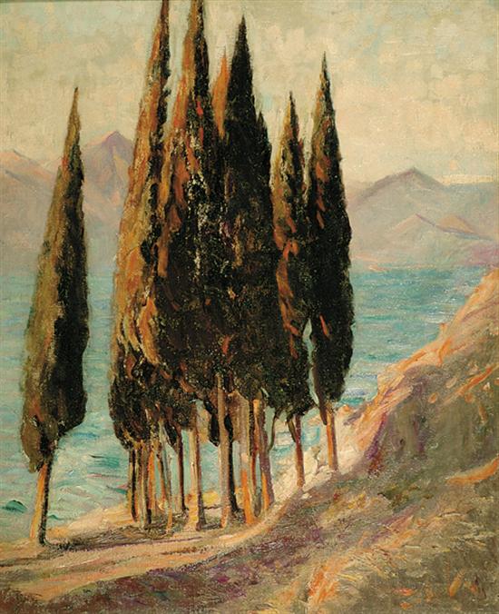 Appraisal: Elizabeth Baldwin Warn British th century CYPRESS GROVE ON LAKE