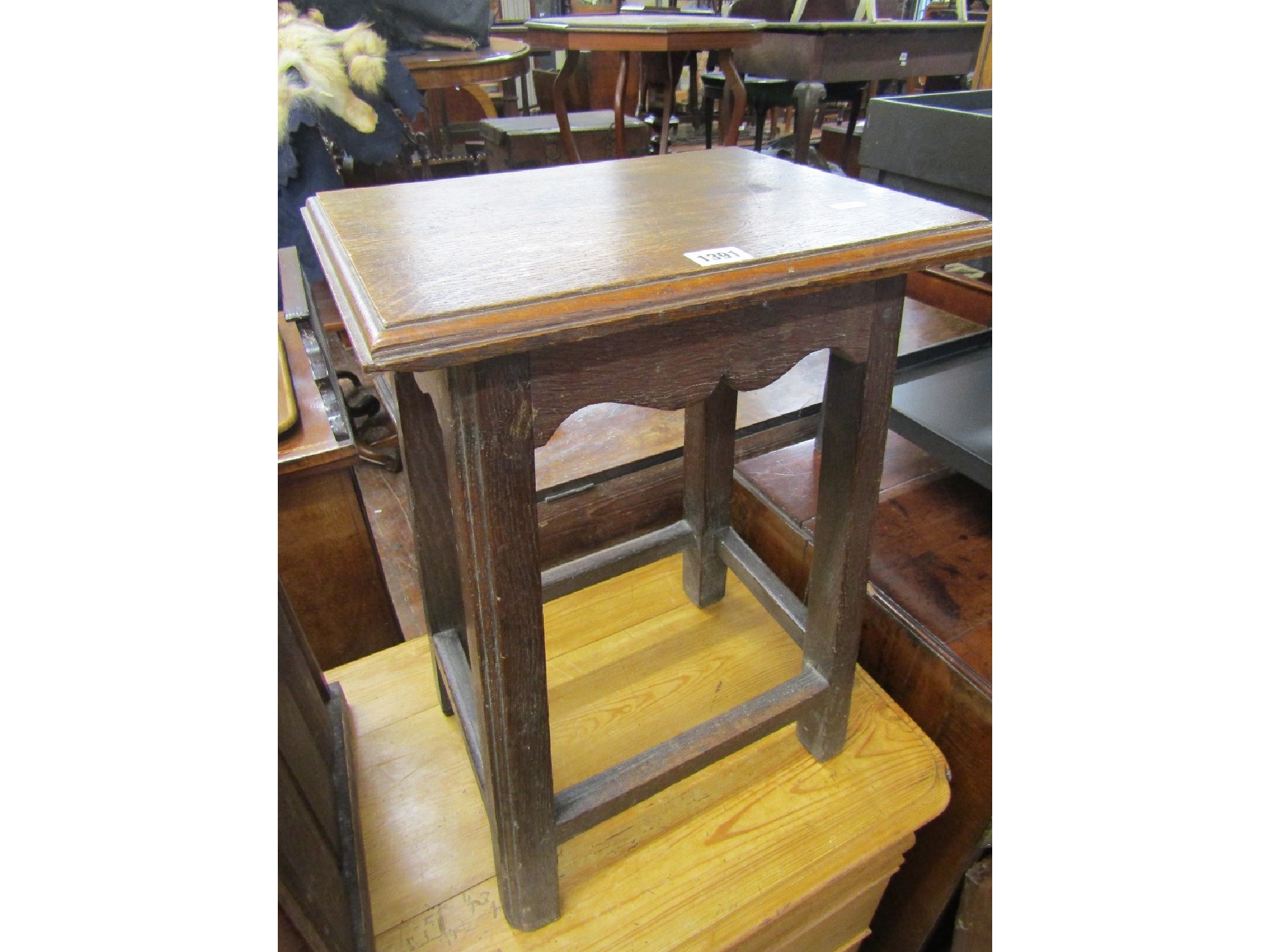 Appraisal: An antique oak joint stool with tapering and moulded supports