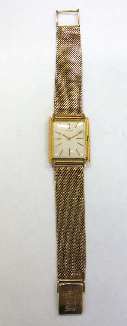 Appraisal: Juvenia an ct gold mid-size rectangular bracelet watch the silvered