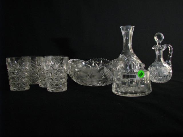 Appraisal: Collection of cut glass accessories including '' water bottle five