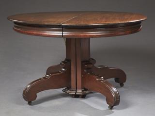 Appraisal: American Carved Mahogany Circular Dining Table c the circular top