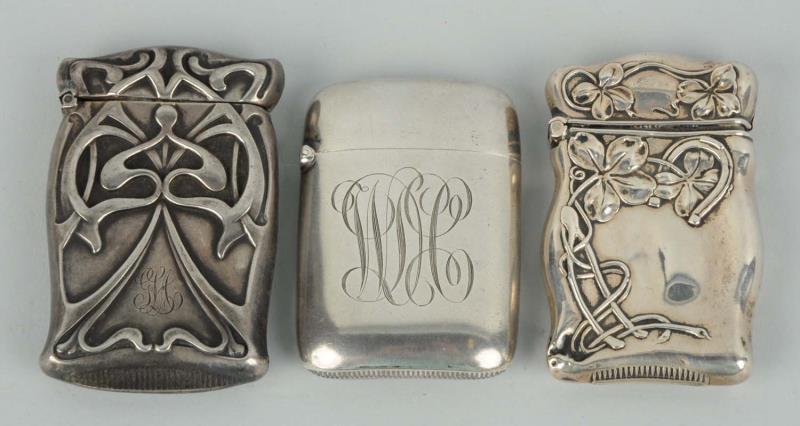 Appraisal: Lot Of Sterling Silver Match Safes Or Vestas By Gilbert