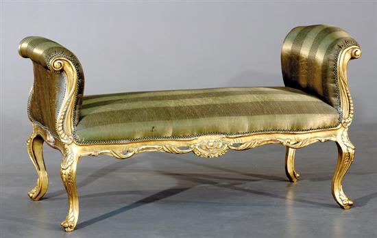 Appraisal: Louis XV style giltwood windowseat upholstered seat and sides with