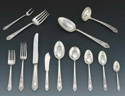 Appraisal: A Collection of Lunt Mary II Sterling Silver Flatware Including