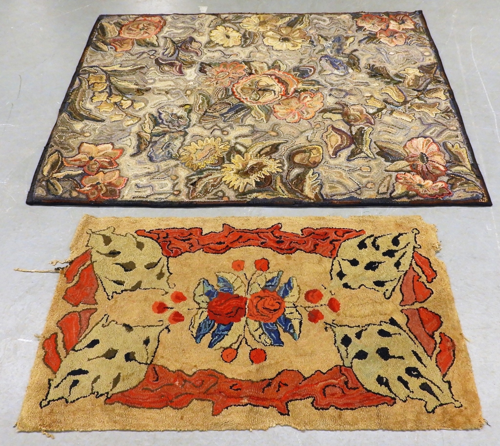 Appraisal: MOLLY NYE TOBY FLORAL FOLK ART HOOKED RUG Molly Nye