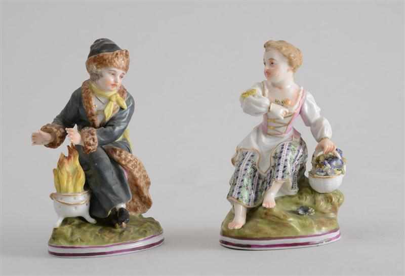 Appraisal: PAIR OF FRANKENTHAL STYLE PORCELAIN FIGURES Modeled as a boy