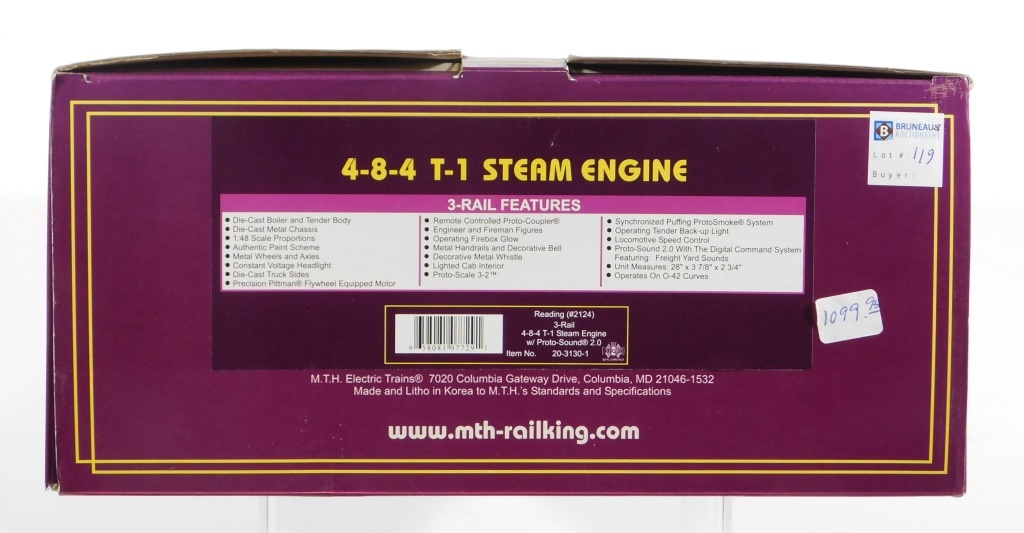 Appraisal: MTH READING - - T- STEAM ENGINE TRAIN United States