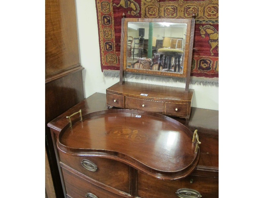 Appraisal: Edwardian dressing mirror and an Edwardian kidney shaped serving tray