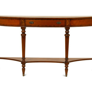 Appraisal: A Georgian Style Demilune Console Table LATE TH CENTURY Height