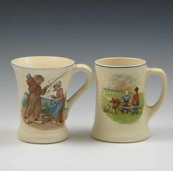 Appraisal: Two Roseville Creamware Dutch Mugs both unmarked left has two