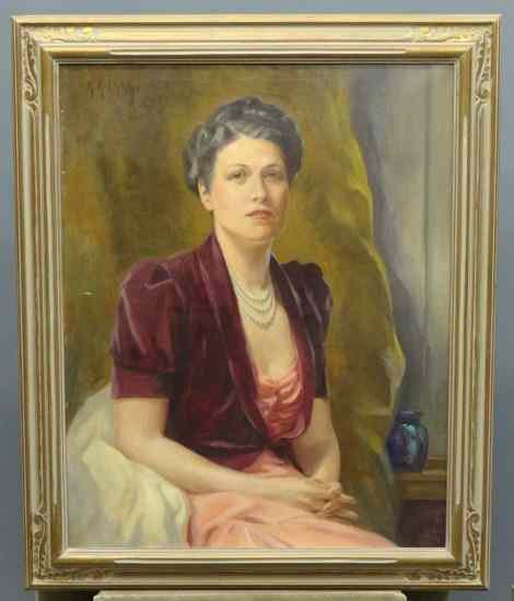 Appraisal: Painting oil on canvas portrait of Mrs David H Hill