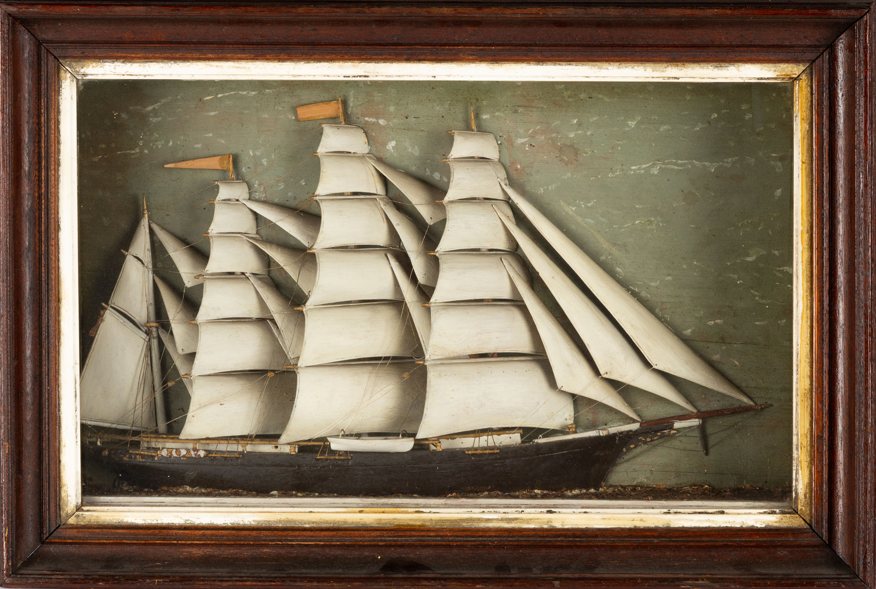 Appraisal: SHIP MODEL SHADOW BOX Ship Model Shadow Box