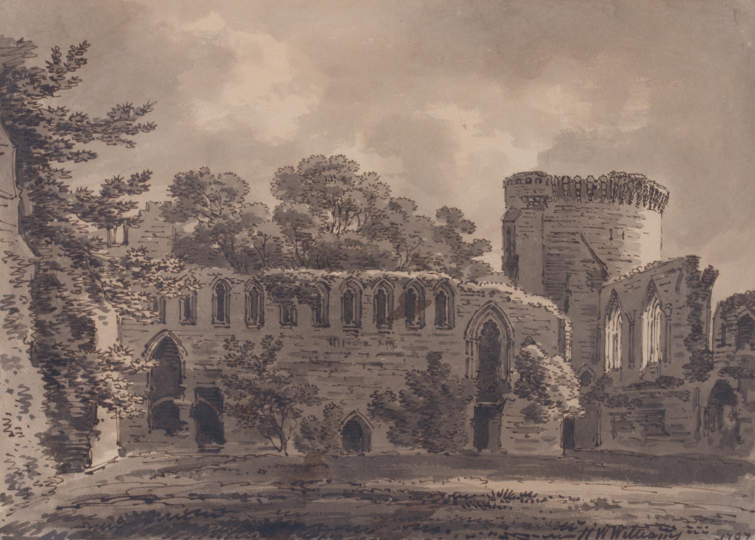 Appraisal: Hugh W G Williams Monastic Ruins ink with wash Hugh