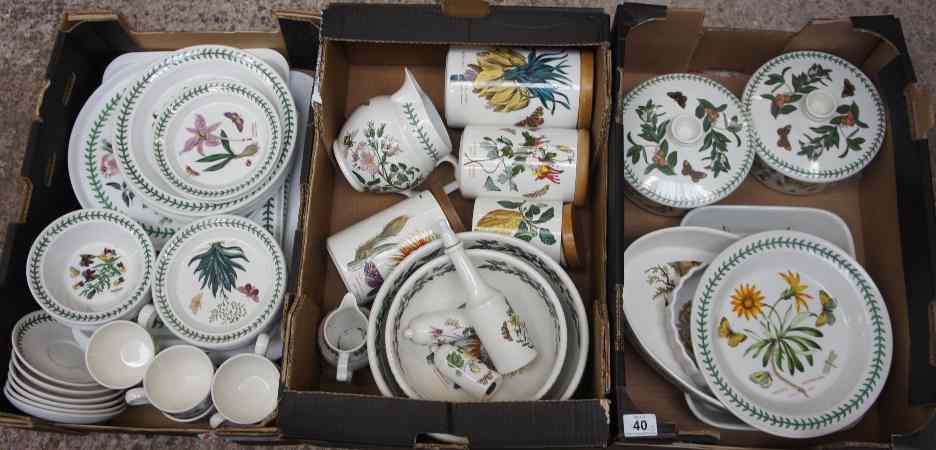 Appraisal: Three trays consisting Portmeirion Botanical Storage Jars Tureens Serving Plates