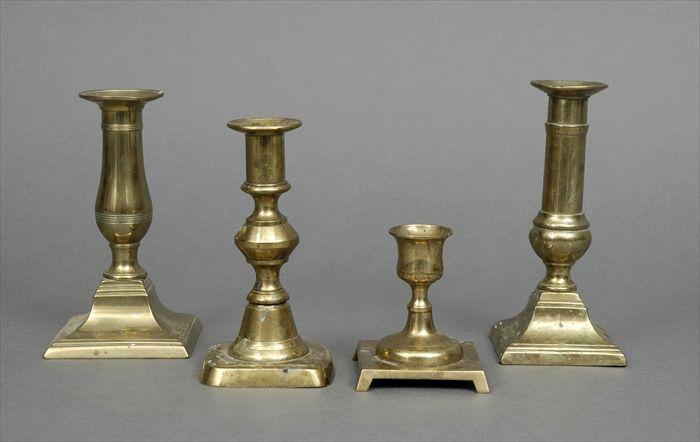 Appraisal: Four English Brass Candlesticks to in