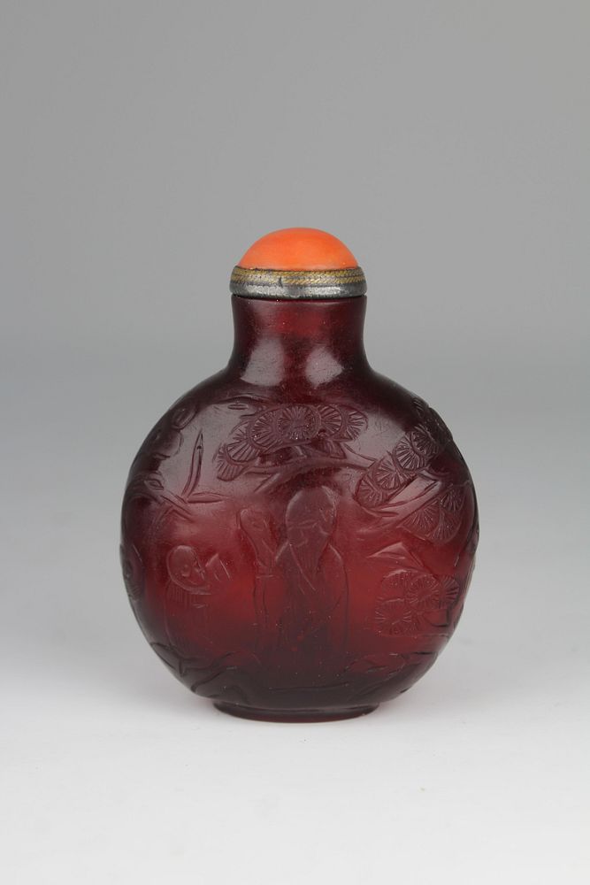 Appraisal: th C Chinese Ruby Red Glass Snuff Bottle th C