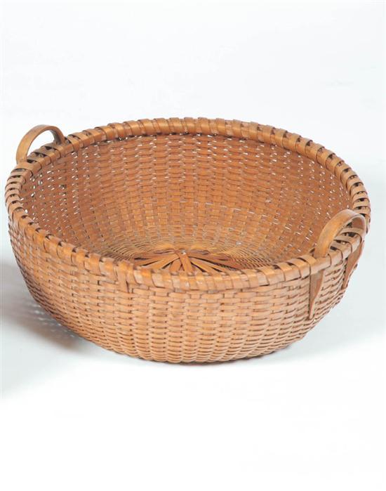 Appraisal: SHAKER GATHERING BASKET North Lebanon New York th century Finely