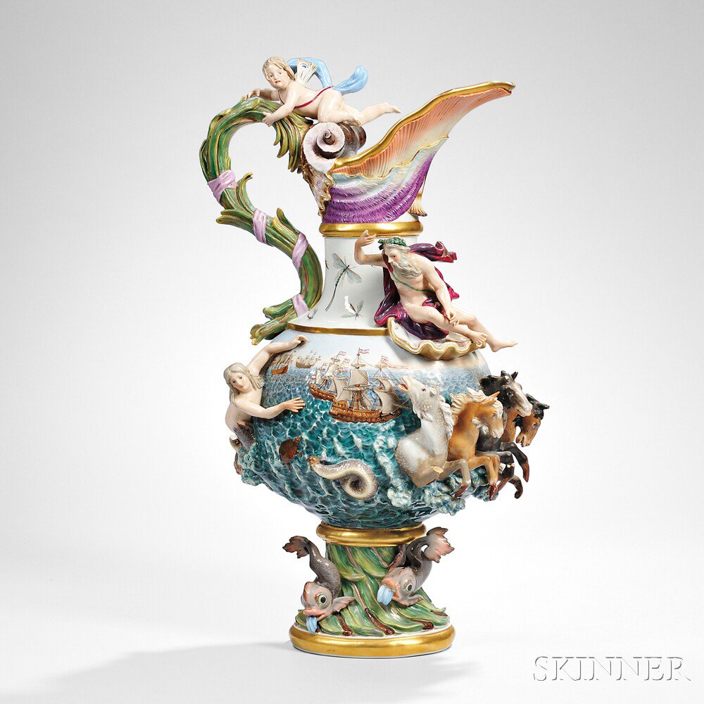 Appraisal: Large Meissen Elements Ewer Water Germany c after th century