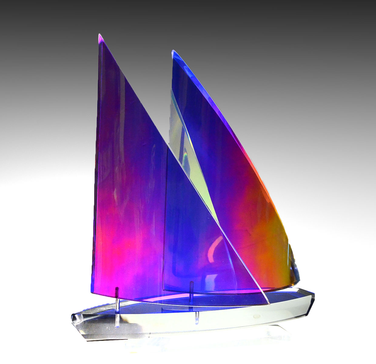 Appraisal: GRANT Will American - Iridized Acrylic Lucite Sailboat on Stand