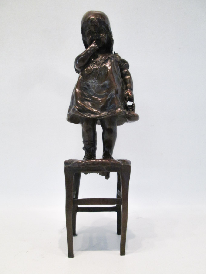 Appraisal: AFTER JUAN CLARA BRONZE FIGURE Spain - Little girl standing