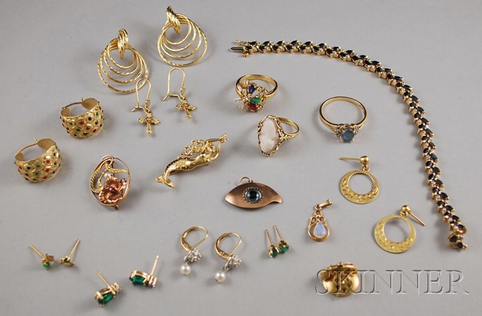 Appraisal: Group of Gold Gem-set Jewelry including an opal ring a