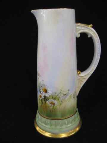 Appraisal: German Handpainted Porcelain Tankard daisy decor signed Caine's Studio ''