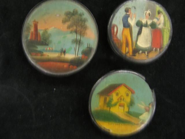 Appraisal: Victorian Lacquerware Patch Boxes handpainted scenes to