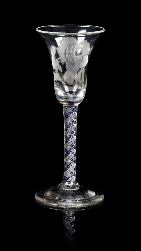 Appraisal: Sale Lot An English Engraved Glass Wine Goblet mid- th