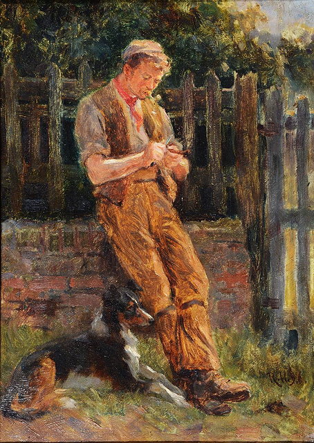 Appraisal: RALPH HEDLEY - 'The Pipe of Peace' signed with initials