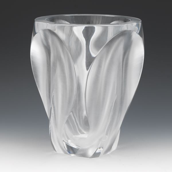 Appraisal: LALIQUE INGRID VASE x A Lalique frosted and clear molded