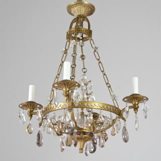 Appraisal: Maison Bagues bronze crystal -light chandelier th c clear and