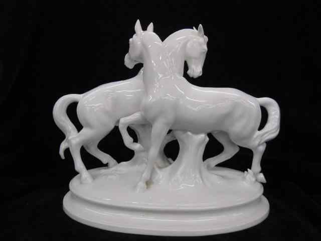 Appraisal: Fine Porcelain Figurine of Two Horses white glaze signed ''