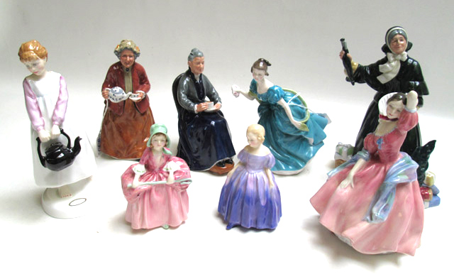 Appraisal: EIGHT ROYAL DOULTON PORCELAIN FIGURINES Marie HN - Bo Peep