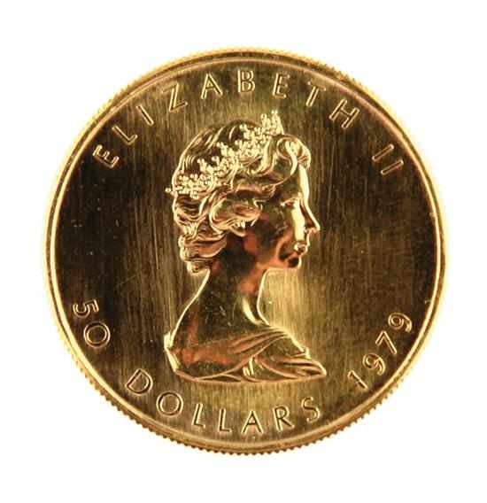 Appraisal: Canadian Gold Maple Leaf coin obverse with portrait of Queen