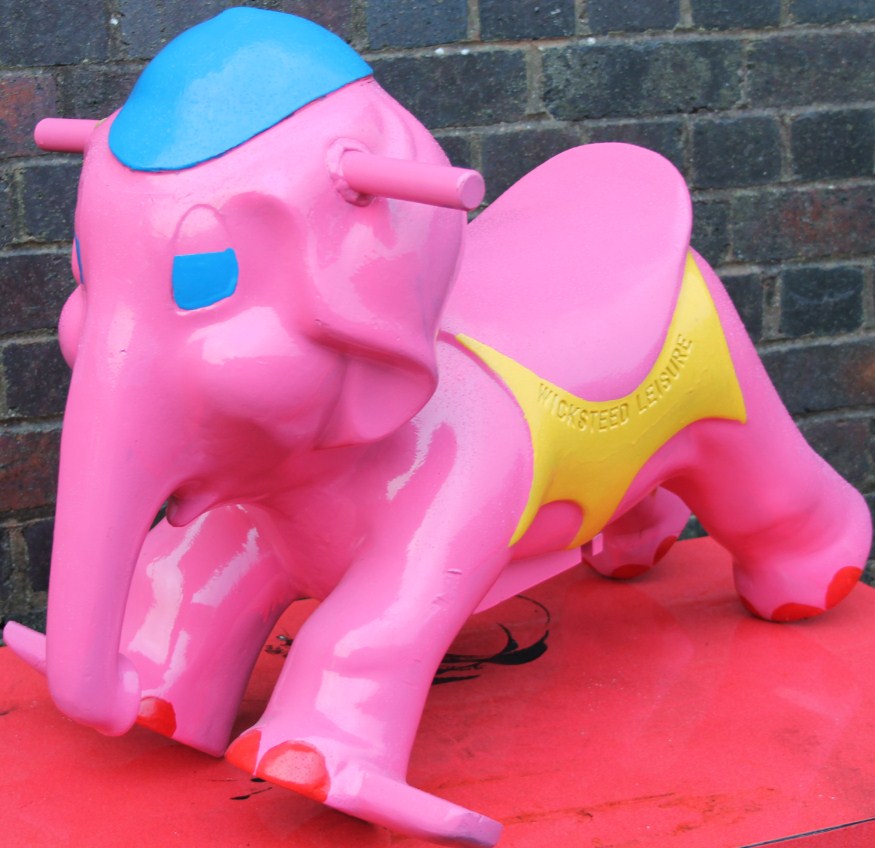 Appraisal: A painted metal Wicksteed Leisure novelty metal elephant from a